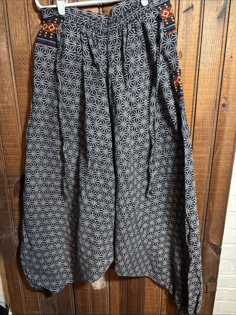 Boho Harem Black & White Elastic Waist Pants